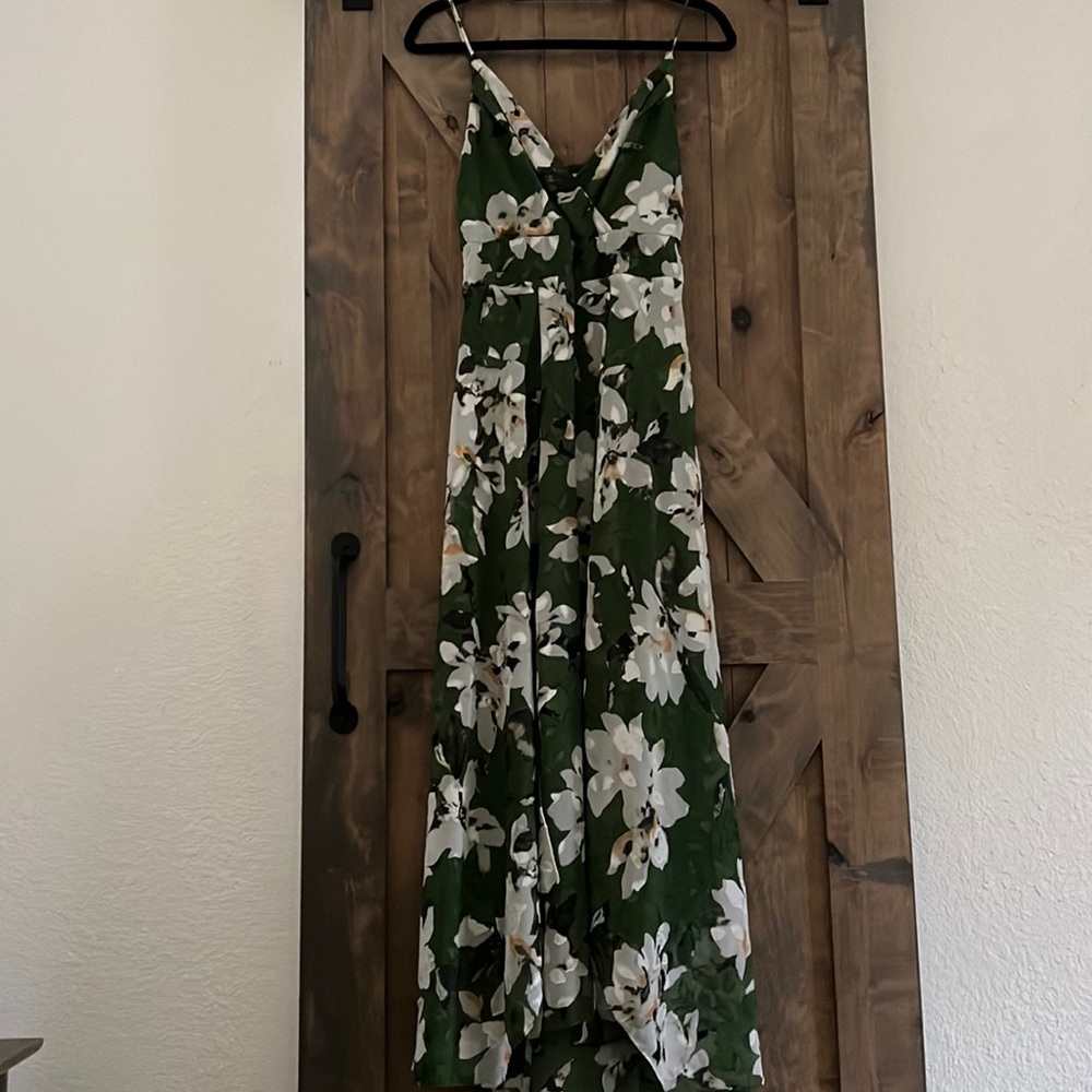Green dress with flowers Maxi
